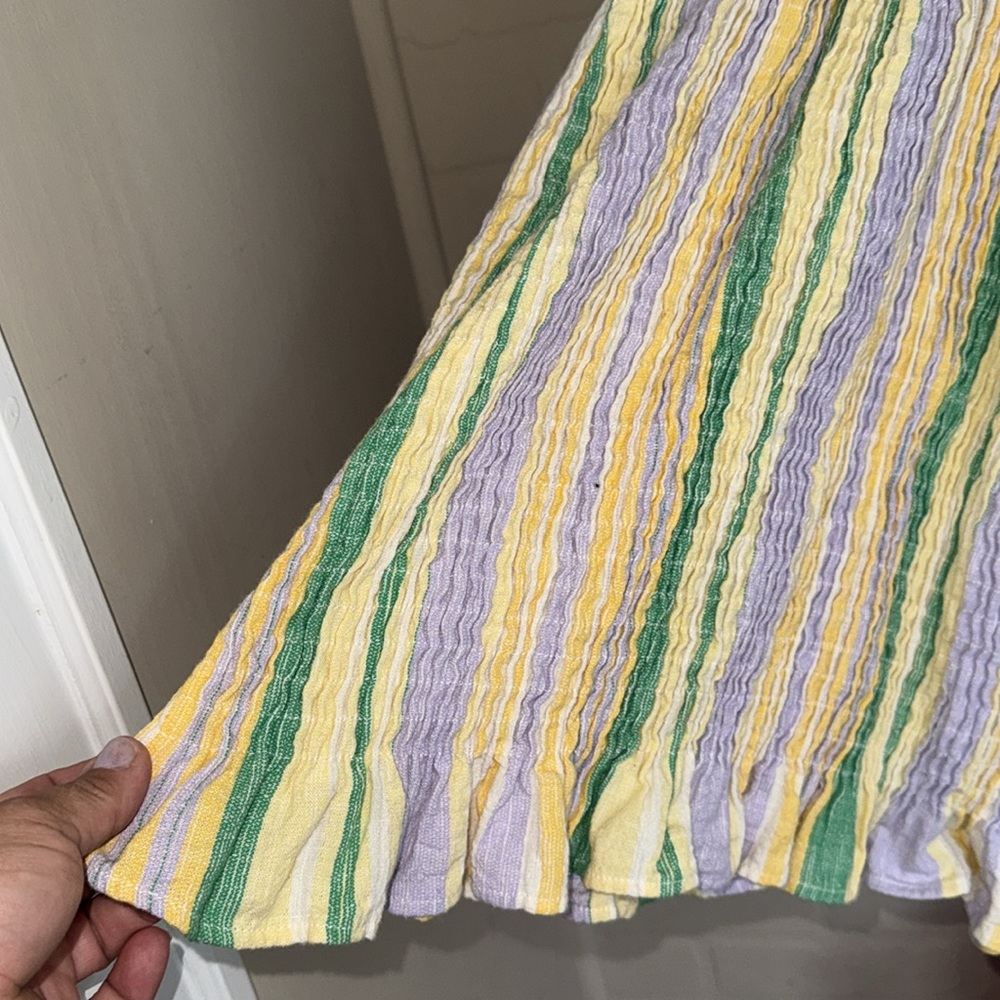 Zara Multicolor Striped Dress smocked lower faux wrap XS NEW - Picture 4 of 4